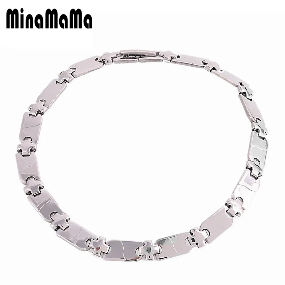 Браслет из нержавеющей стали серебряного цвета браслет с перекрещенной цепочкой