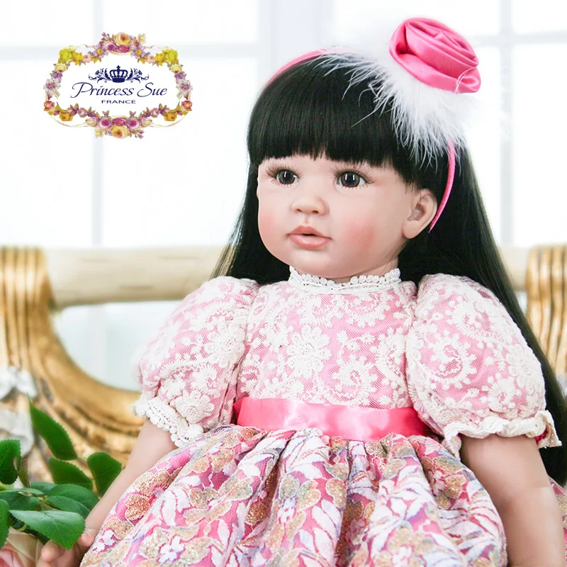 60 см силикона Reborn Baby Doll игрушки 24 дюйма винил принцесса для маленьких девочек
