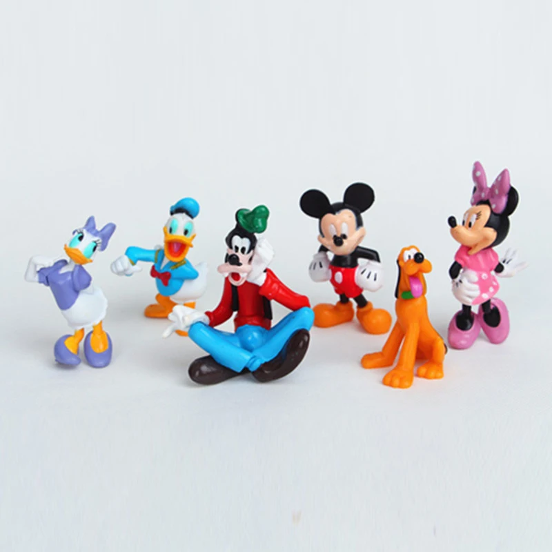 Дисней игрушки Микки Маус Клубная фигурка игрушки милые мини Микки и Минни и Плуто и Дональд Дак ПВХ Коллекция кукол