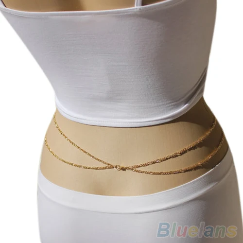 Женское сексуальное Двухслойное бикини с перекрестной шлейкой цепочка на талию