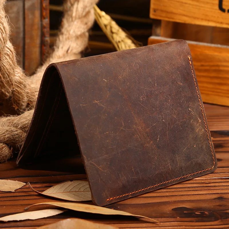 Винтажный Мужской короткий кошелек мужской клатч из натуральной кожи кошельки