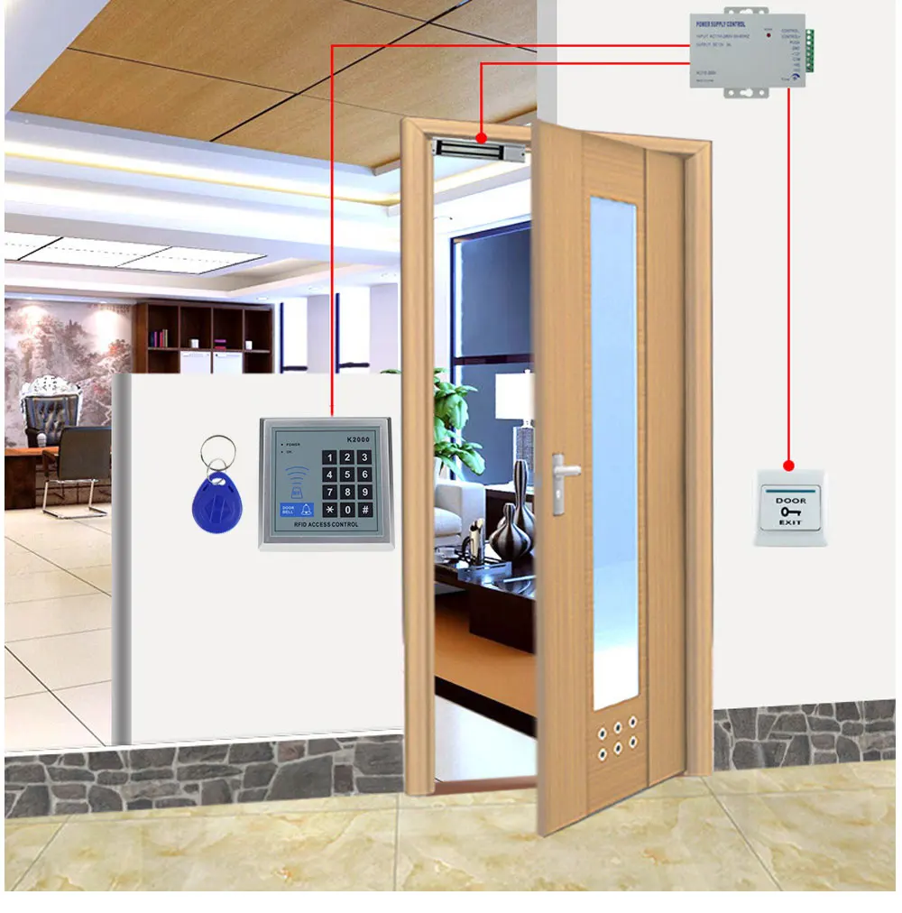 Система контроля допуска к двери комплект RFID автономный контрольный Лер с электрическим болтовым замком магнитный+ 12 В постоянного тока источник питания 125 кГц считыватель