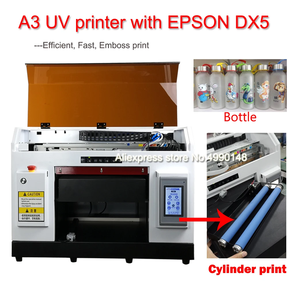 A3 УФ принтер и Epson DX5 Печатная головка для цилиндрического 3D вращения рельефный принт чехол для телефона, дерева, футболка печать фабрика