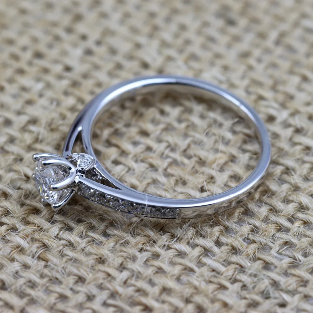 Женское кольцо с натуральным бриллиантом LASAMERO 0.502CT DE/SI 18 К белое золото