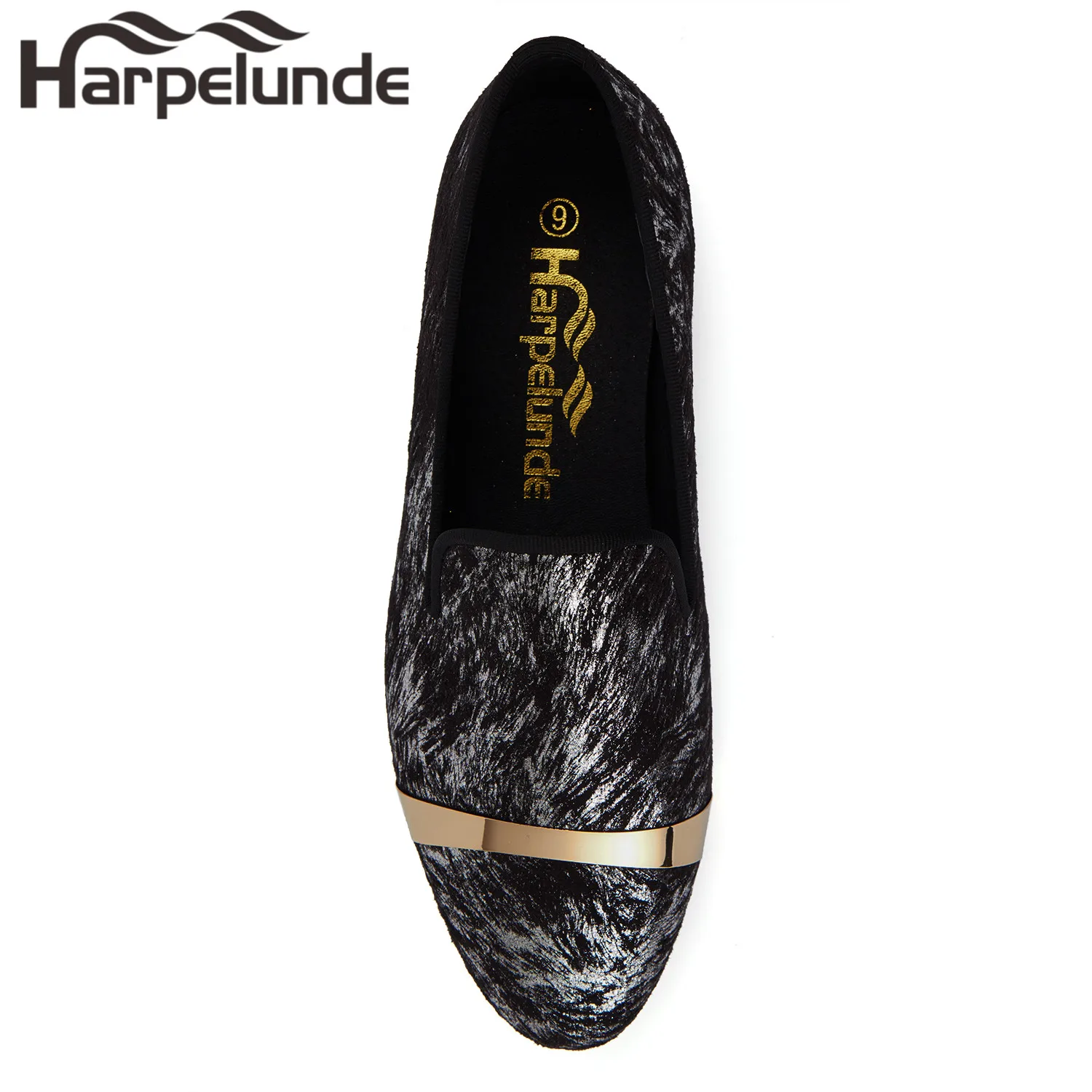 Harpelunde/мужская модельная официальная обувь Бархатные лоферы с принтом и золотой