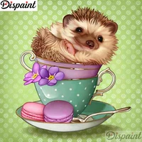 dispaint full squareround drill 5d diy diamond painting hedgehog cup 3d embroidery cross stitch 5d home decor a12359