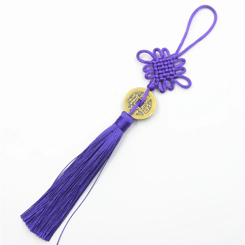 Purple 5 шт. многоцветный полиэстер китайские узлы Медь деньги Ленточки DIY ювелирных Шторы одежды декоративные аксессуары ремесло Ленточки - Цвет: Purple