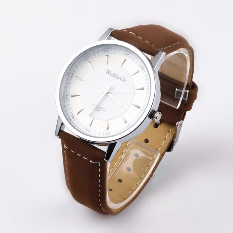 Часы наручные мужские кварцевые модные высокого качества с кожаным