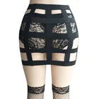 Черная подвязка на лямках с лямкой через шею, забавная кожаная портупея, боди-клетка, бондажная юбка