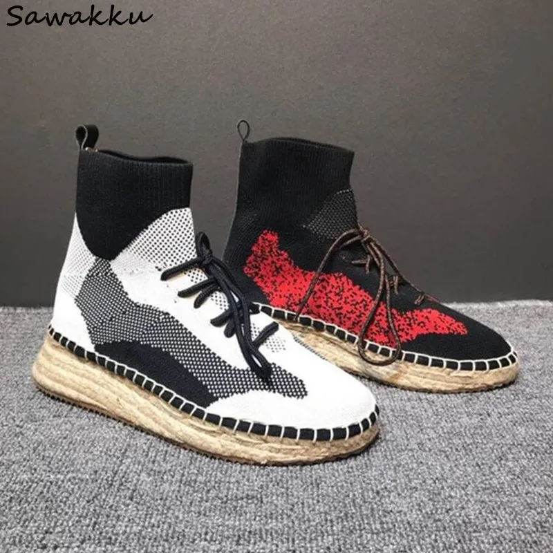 Новинка Женские эластичные тканевые ботильоны на шнурках Espadrilles Кроссовки с