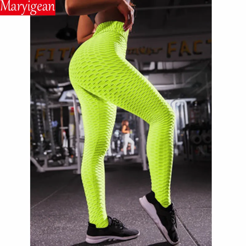green Однотонные женские леггинсы Maryigean из полиэстера, супер эластичные штаны с высокой талией, леггинсы для тренировок, женские леггинсы для фитнеса, спортивная одежда - Цвет: green