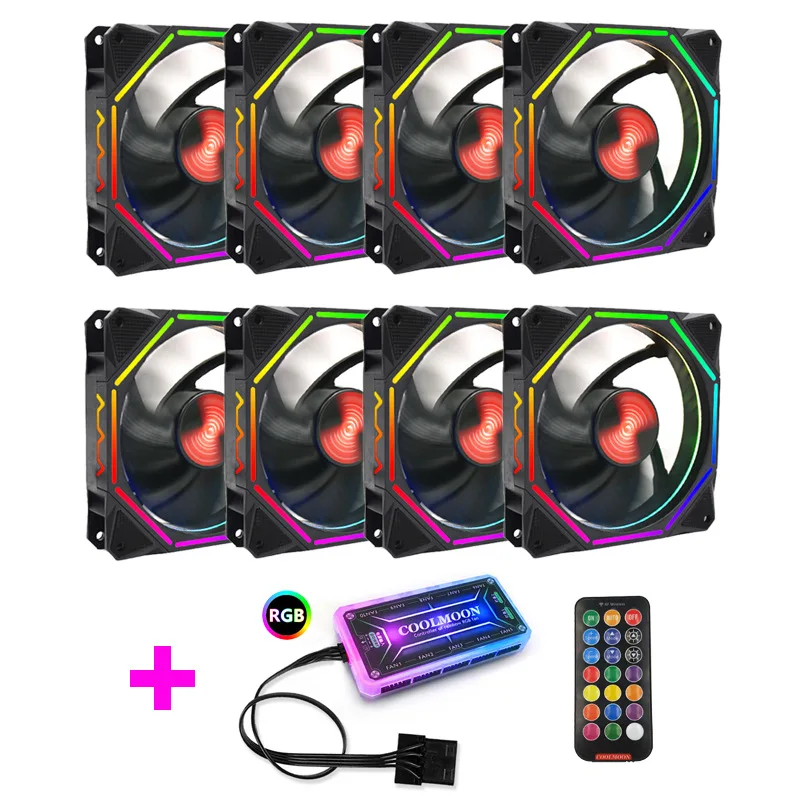 Цветной вентилятор RGB 120 мм светодиодный светящийся двойной аура корпус ПК бесшумный вентилятор с синхронизатором пульт дистанционного управления набор ЦП кулер вентилятор для компьютера