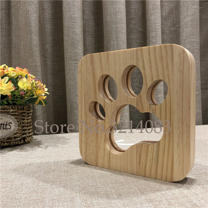 PET Addiction Wooden 3D Night Light Factory Custom Design drop shipping Dog Footprints Style for bedroom decoration | Лампы и