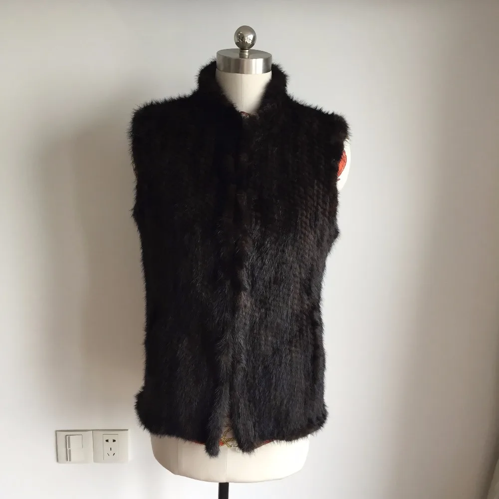 Новые поступления из натуральной норки Меховой жилет женский вязаный меховая
