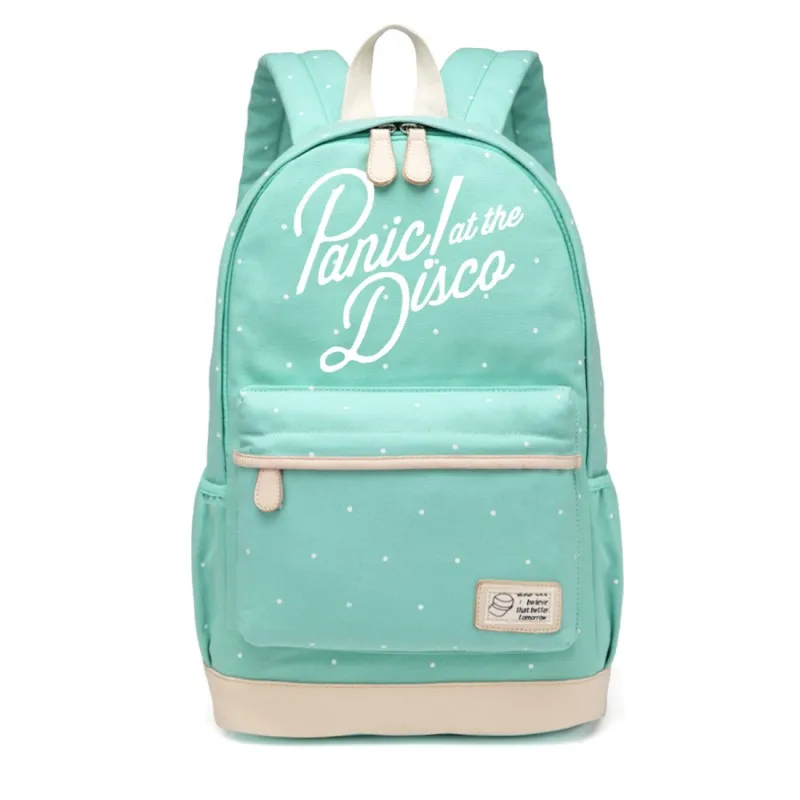 NEW GREEN Wishot Panic! At The Disco холщовый мешок цветок рюкзак для девочек женские школьные сумки, сумки на открытом воздухе, дорожная сумка через плечо - Цвет: NEW GREEN