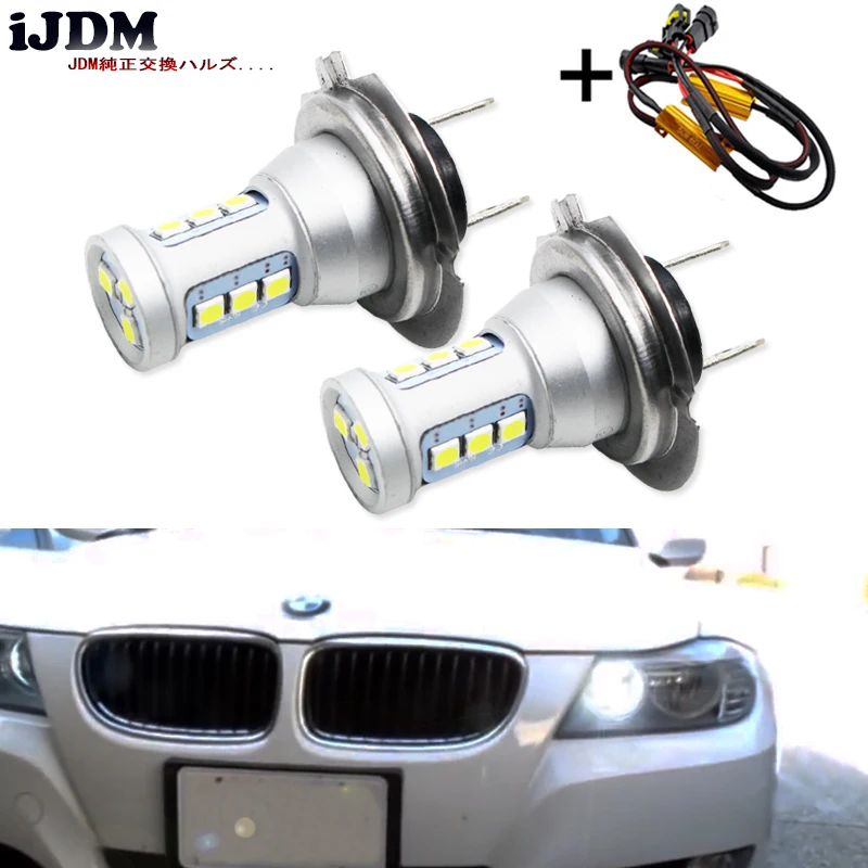 IJDM белый CANBUS H7 светодиодный светильник дневного света для BMW E82/E88/F20 1 серии E90/E91 3