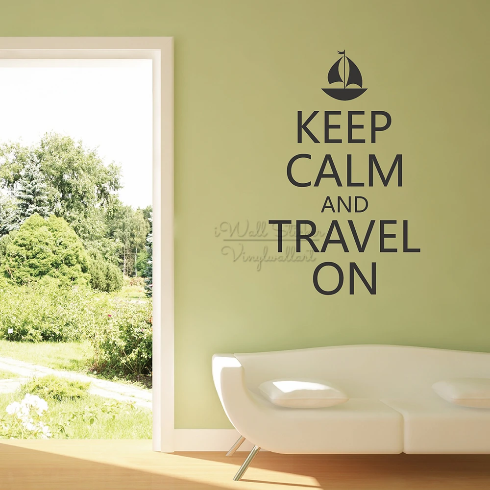 Наклейка на стену с надписью Keep Calm And Travel On|Наклейки стену| |