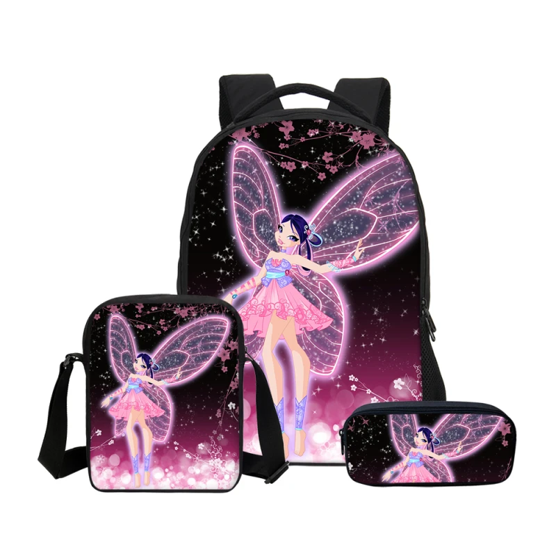 VEEVANV аниме мультфильм jiefix Winx Club рюкзак пенал комплекты из 3 предметов школьный для