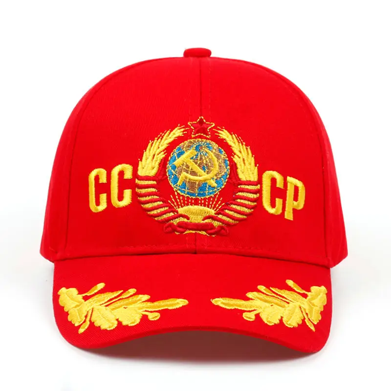 red CCCP CCCP СССР русский стиль бейсболка унисекс черный красный хлопок snapback Кепка с 3D вышивкой лучшее качество шляпы - Цвет: red CCCP