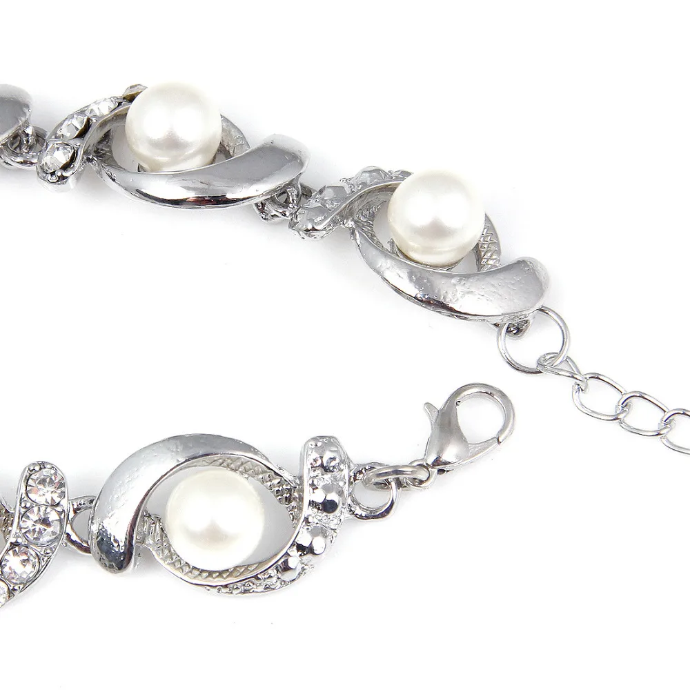 Hesiod Brand New Imitation Pearl Bracelet Women Fashion Trendy Gold Silver Color Chain Crystal Alloy Adjustable| |