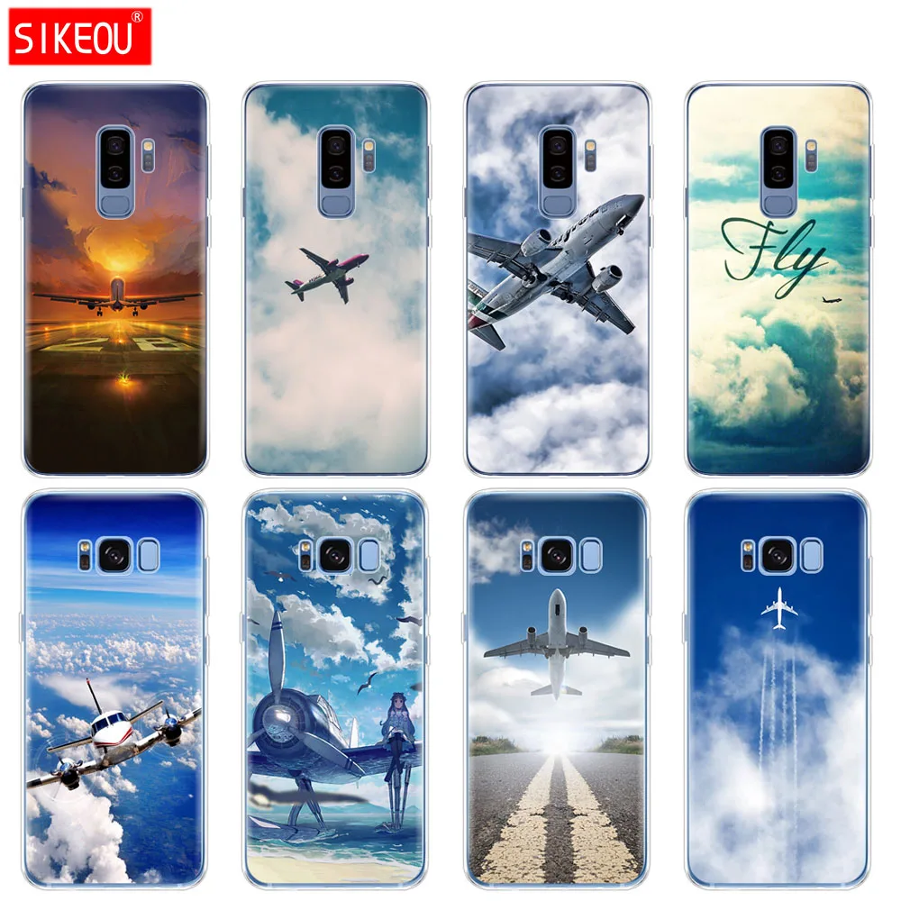 Силиконовый чехол для телефона Samsung Galaxy S9 S8 S7 S6 edge S5 S4 S3 PLUS авиационный самолет