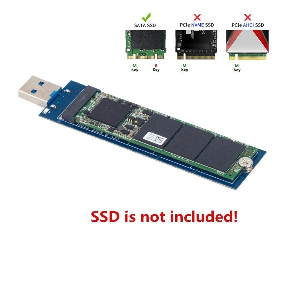 Aneew USB 3 0 на SATA 2280 NGFF M.2 B Ключ SSD Портативный Корпус внешнего Box Дело Card Reader |