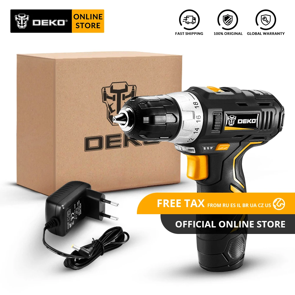 Аккумуляторная дрель DEKO GCD12DU3 Электрическая отвертка с литий-ионным