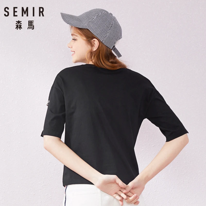 SEMIR/футболка с короткими рукавами для женщин Новинка 2019 года сезон лето свободные