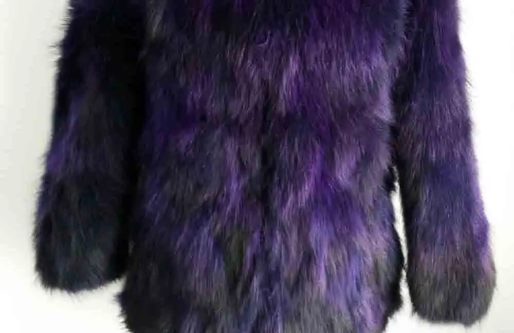 Purple Натуральный мех размера плюс парка натуральный мех пальто для женщин мех енота пальто Капюшон Куртка tbsr597 - Цвет: Purple