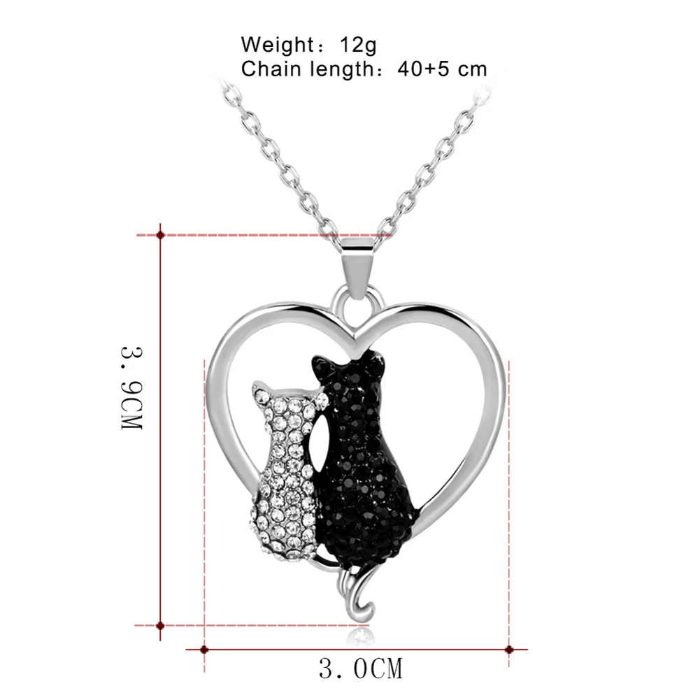 1 шт. милая пара подвеска в виде кота подвески животных ожерелье кристалл черный и