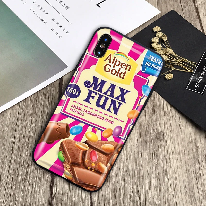 Мягкий силиконовый черный чехол для телефона alenka bar wonka с изображением шоколада