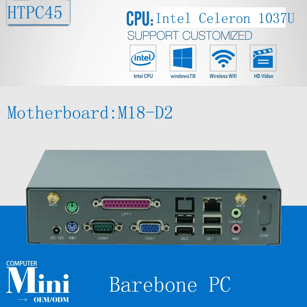 

Smallest Win7 HTPC / Thin Client / Mini ITX PC Support ATOM/1037U/Bay Trail series processor 1*VGA/SUPPORTS WIFI/3G Barebone PC