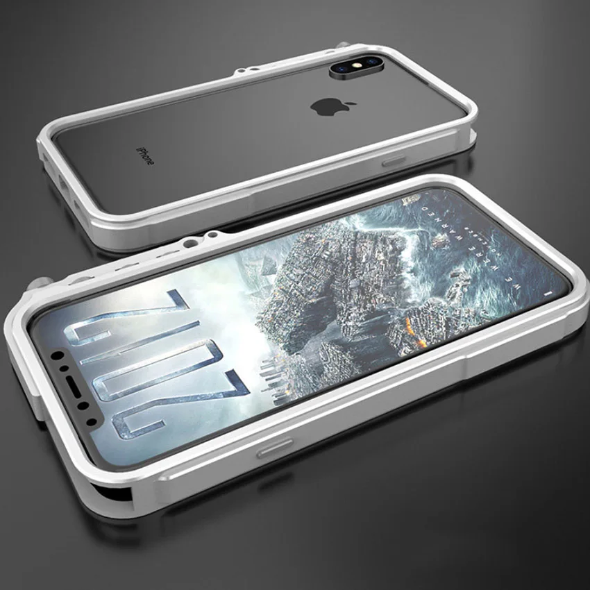 silver Металлический бампер для iPhone 7, 8 Plus, iPhone x, xs, max, чехол на руку, авиационный алюминиевый бампер, чехол для телефона, тактическая версия - Цвет: silver