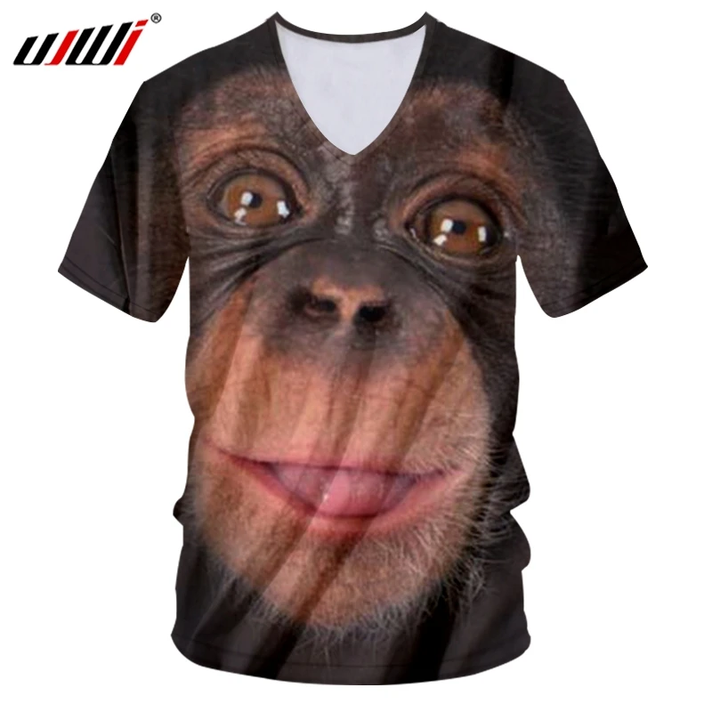 

Мужская футболка UJWI, новинка, черная футболка с 3D рисунком, забавная футболка с V-образным вырезом, креативная, лидер продаж, большой размер ...