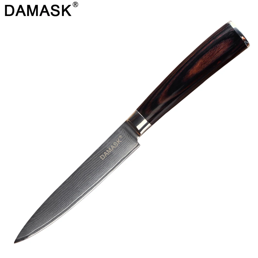 5 Utility Knife Дамаск фруктов, универсальный нож разделочные Santoku нарезки кухонный нож Профессиональный японский VG10 ножи из дамасской стали G10 ручка - Цвет: 5 Utility Knife