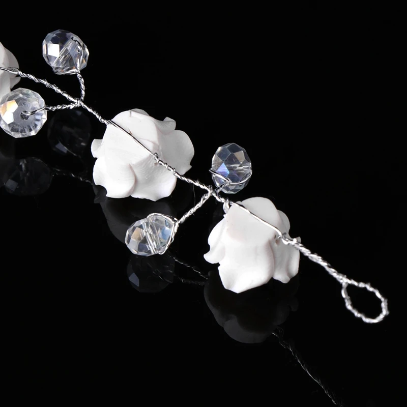 

Bride Hair Band Headband White Polymer Clay Flowers Wedding Floral Women Jewelry