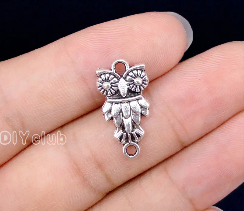 

100pcs-Antique Tibetan Silver Owl Connector Charms, Jewelry Finding 21x11mm