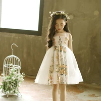 dfxd korean children clothes girls dresses 2018 summer top quality white sleeveless flower embroidery lace princess dress 4 10y