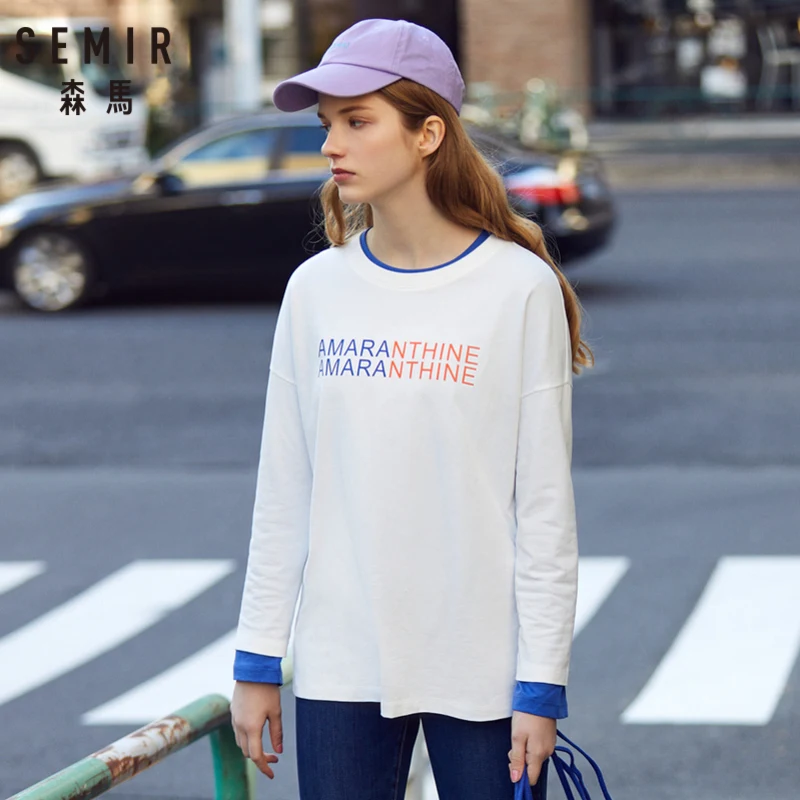 SEMIR Женская длинная футболка с графикой из 100% хлопка женская спортивная рубашка