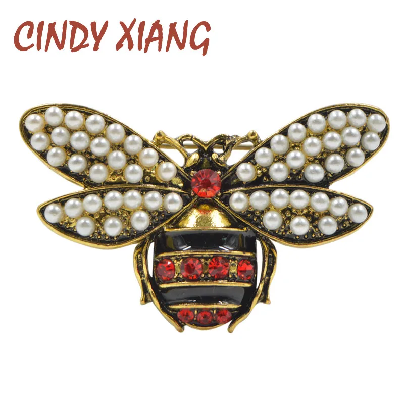 CINDY XIANG 2 цвета на выбор стразы и жемчужные броши в виде пчел для женщин винтажные
