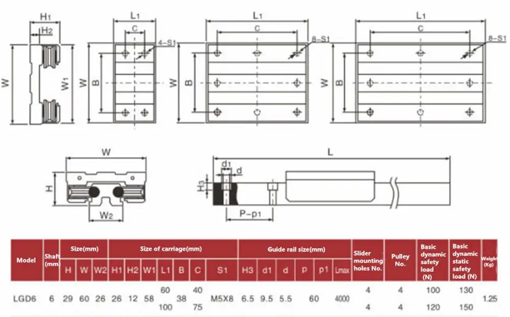 1 шт. внешняя двухосевая LGD6-500L линейная направляющая с LGB6-60L 4UU LGB6-100L 4UU слайд-блок для промышленного станка с ЧПУ