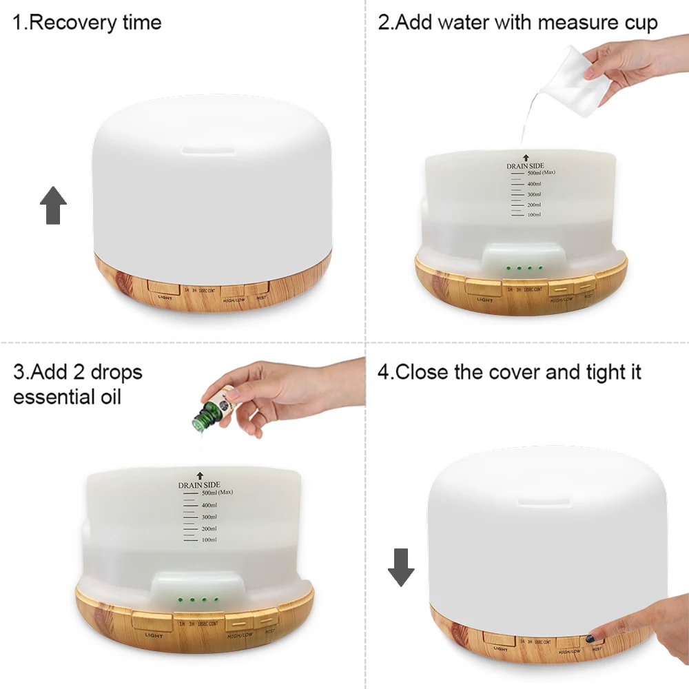 ZIFENGZHILIAN 300ML Remote Control Ultrasonic Air Humidifier With 7 Color Lights Aromatherapy Essential Oil Aroma Diffuser | Бытовая