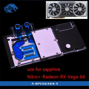 Водоблок Bykski для Sapphire Nitro + Radeon RX Vega 64, 8 ГБ, HBM2 (11275-03-40G), полное покрытие, медный блок радиатора, RGB