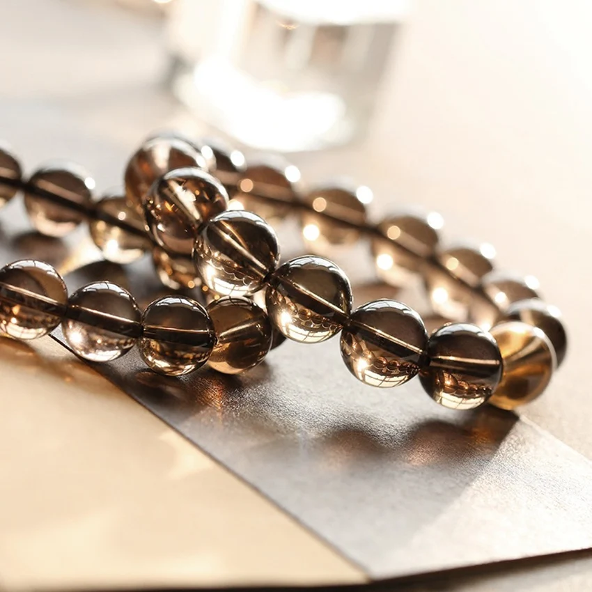 100% натуральный дымчатый кварцевый браслет для женщин 6 14 мм|bracelet femme|bracelet malebracelet