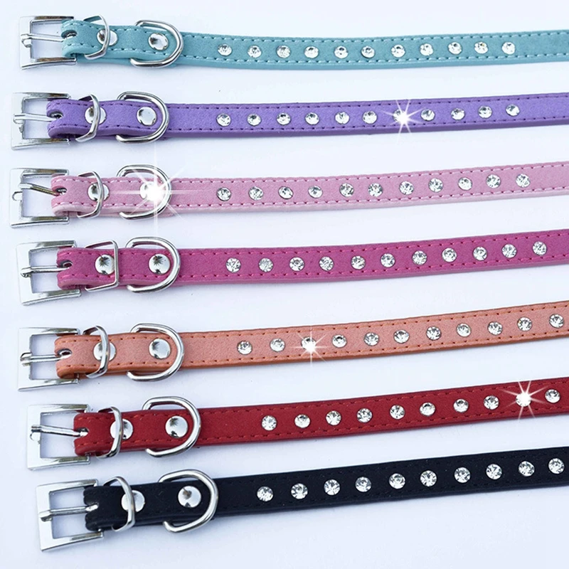 Шикарный собачий ошейник в стразах для домашних животных ожерелье кожаный собак