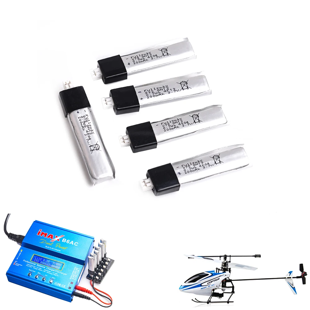 Литий полимерный аккумулятор для радиоуправляемого вертолета 5 шт./лот 3 7 В 200 мА/ч