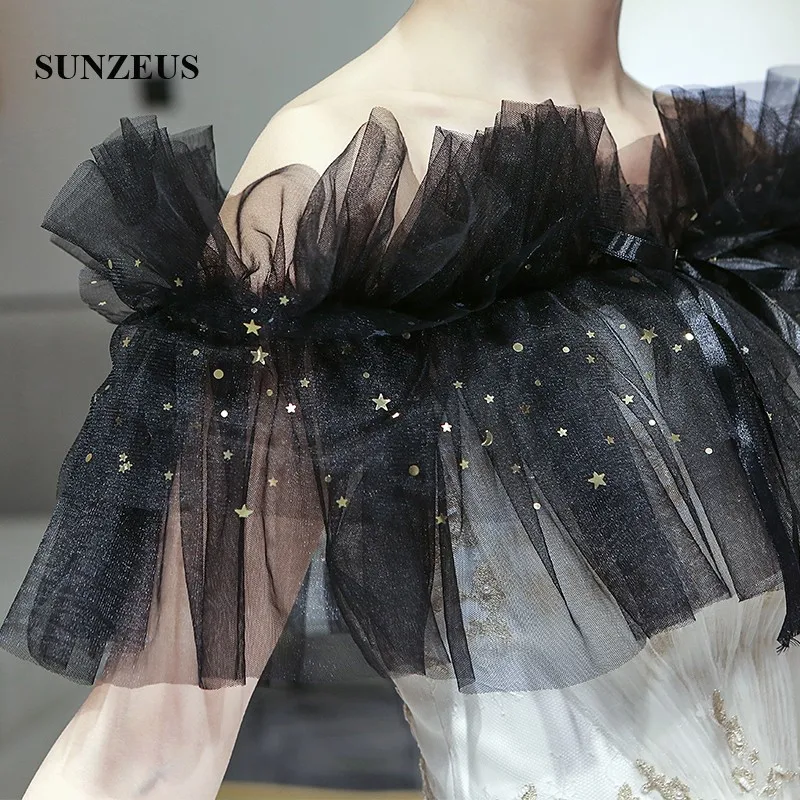 Черные тюлевые женские вечерние накидки золотые звезды Samll блестящие аксессуары