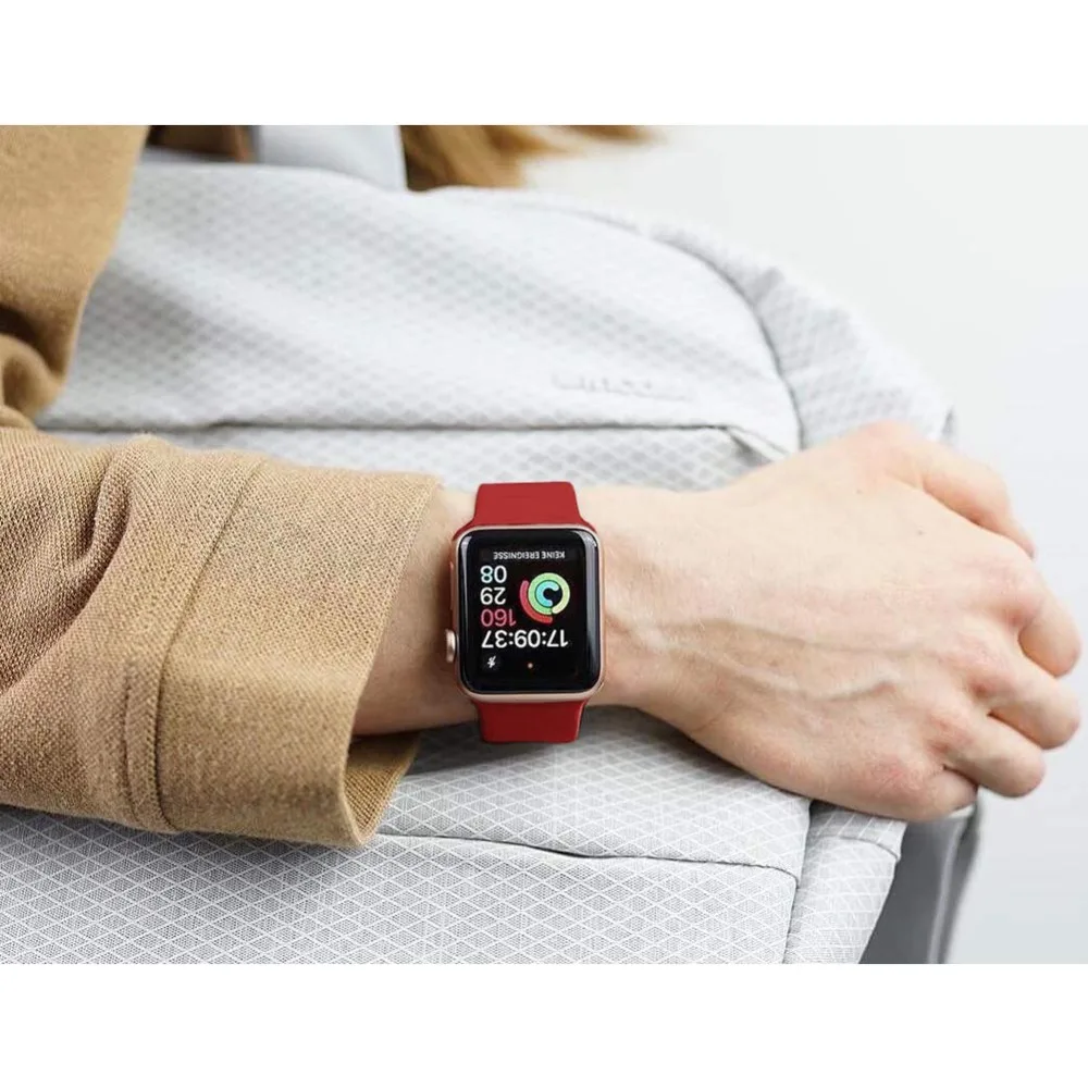 Силиконовый ремешок для наручных часов Apple watch 42 мм 38 и нержавеющая сталь