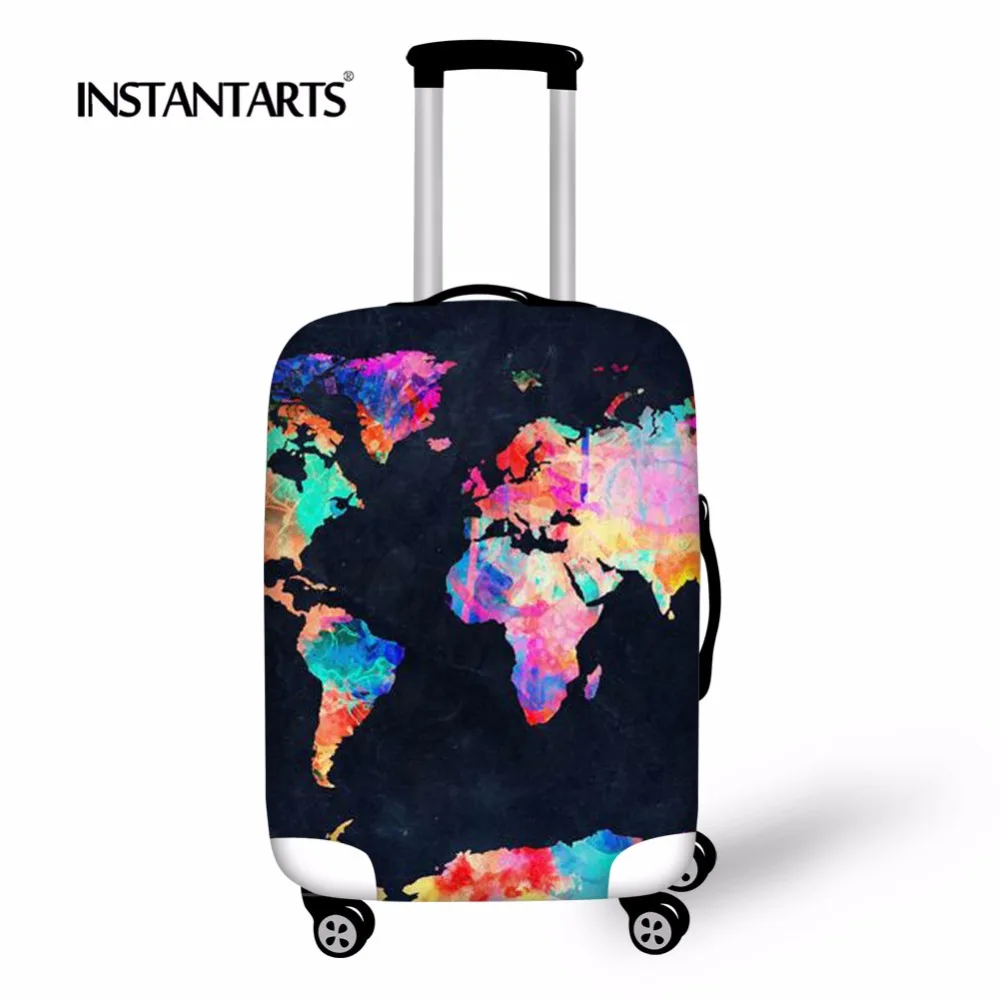 

INSTANTARTS World Map Elastic Thick Luggage Cover for Trunk Case Apply to 18-32inch Suitcase Protective Cover Travel Accossories