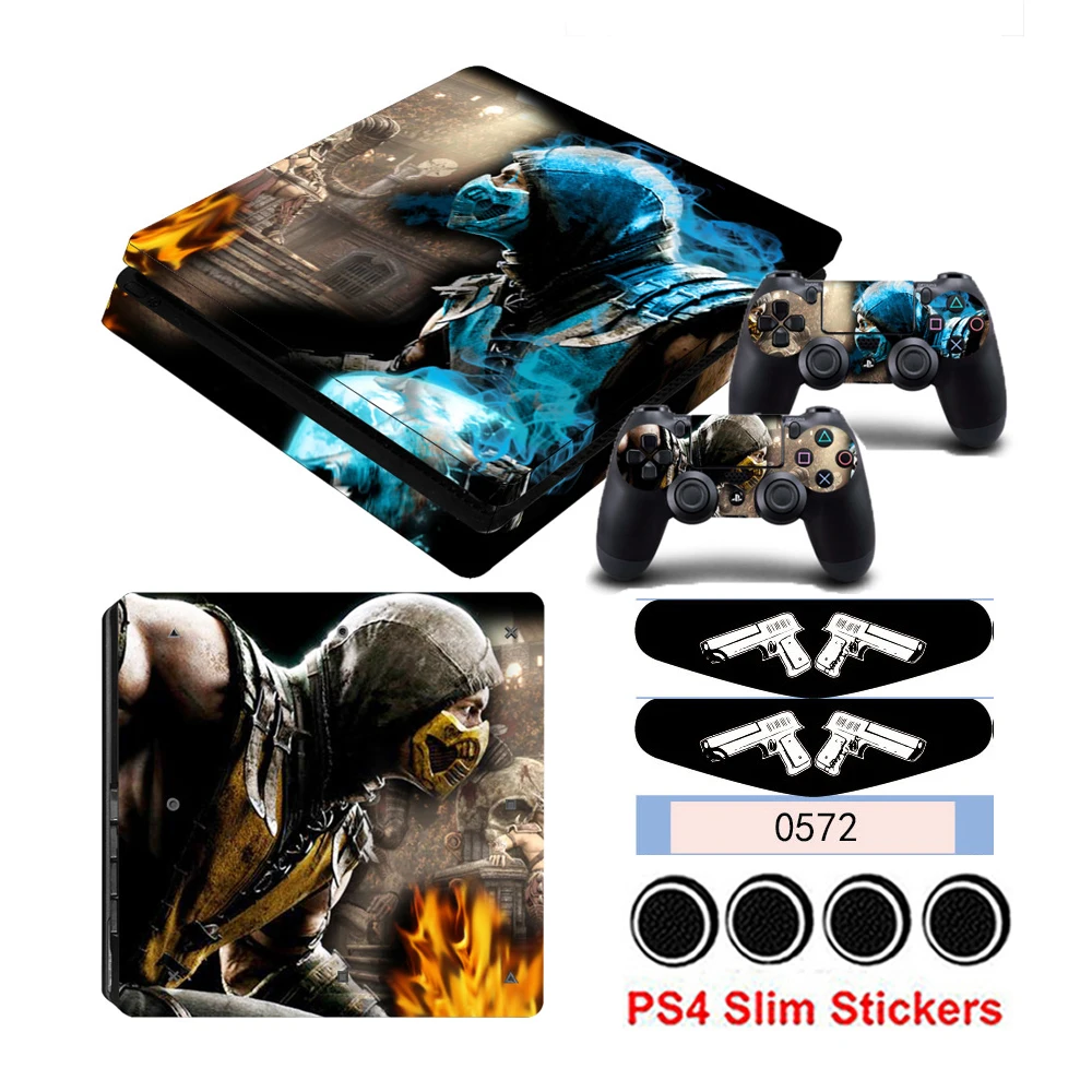 Наклейка для Playstation 4 PS4 Slim стикеры консоли и контроллера Mortal Kombat X защитные